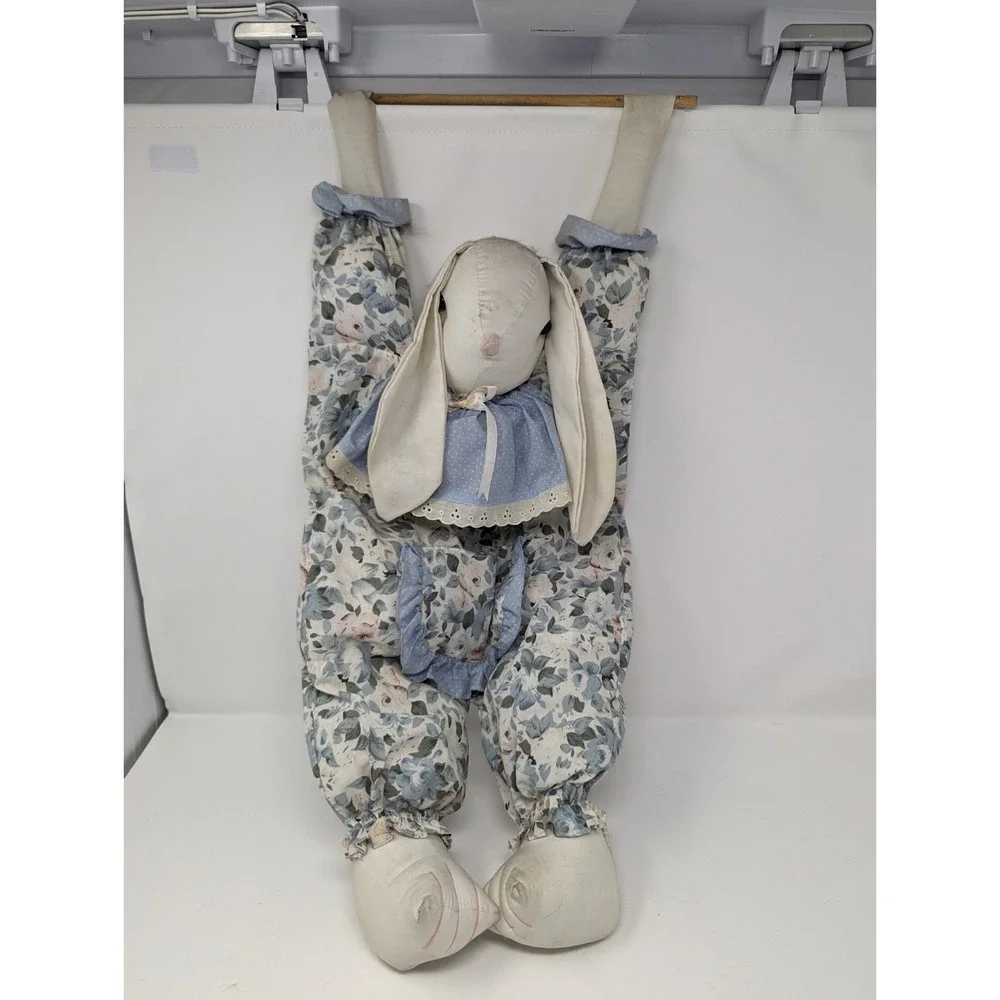 Vintage Handmade Bunny w Pockets Hanging on Easter Cottagecore Rabbit Wall Decor